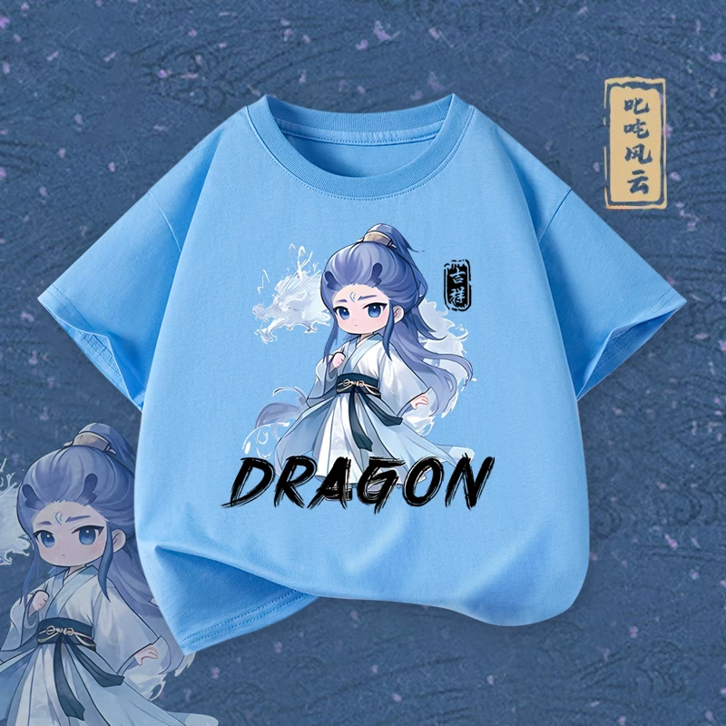 Áo thun ngắn tay bé trai kiểu dáng thời thượng 2025, chất liệu cotton nguyên chất, áo lót mùa hè mỏng cho trẻ lớn