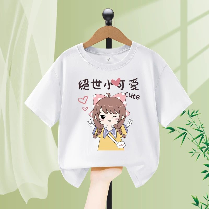 Áo thun ngắn tay bé gái mùa hè chất liệu cotton 100% kiểu mới 2025 áo bé gái mùa hè cổ tròn quần áo mùa hè trẻ lớn