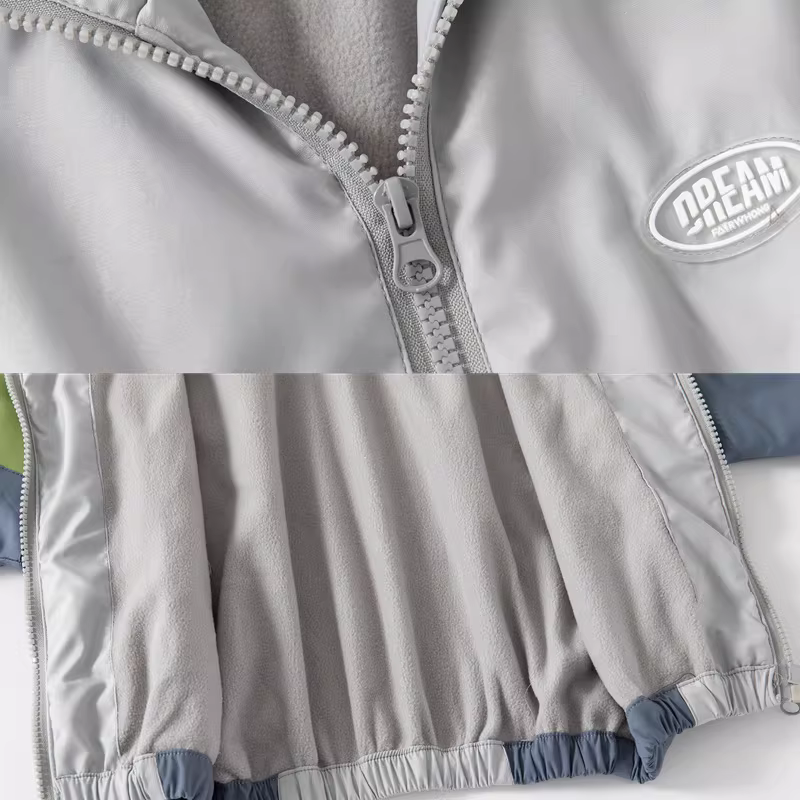 Áo khoác nỉ trẻ em xuân đông 2025 kiểu Hàn Quốc, áo hoodie có khóa kéo dày dặn giữ ấm, phối màu thời trang cho bé trai