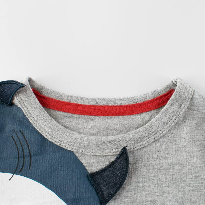 Áo thun ngắn tay bằng cotton nguyên chất dành cho bé trai Quần áo mùa hè Áo cổ tròn thời trang dành cho trẻ mới biết đi và trẻ nhỏ Áo nửa tay cá mập hợp thời trang