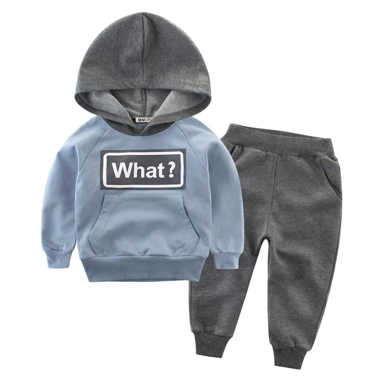 Bộ đồ thể thao hai mảnh áo hoodie bé trai mùa xuân 2025, chất liệu cotton nguyên chất, kiểu dáng thời trang, áo dài tay