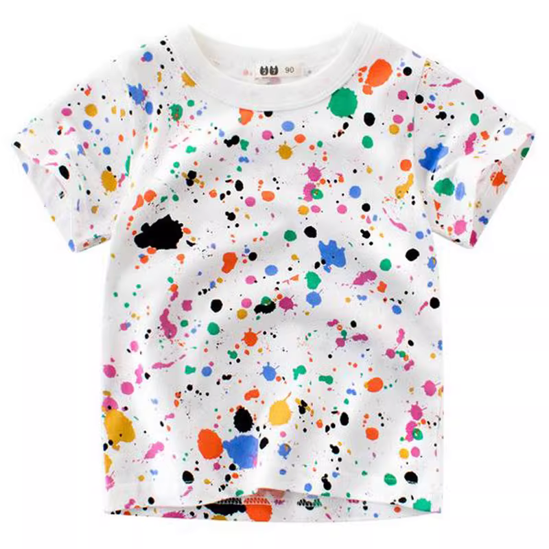 Áo thun trẻ em chất liệu cotton 100% in hình mùa hè 2025 kiểu Hàn Quốc, áo lót bé trai, áo bé gái, áo bé sơ sinh, quần áo trẻ em, kiểu dáng ngắn tay mỏng nhẹ