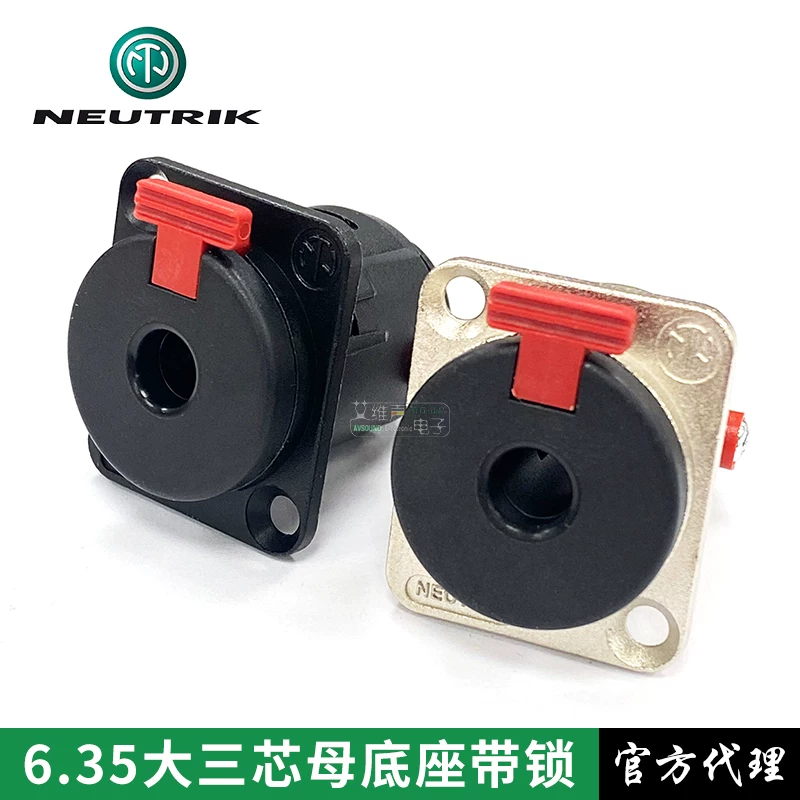 Đầu nối âm thanh nổi ba chân lớn 6,35mm loại cái của hãng NEUTRIK NJ3FP6C của Thụy Sĩ có chức năng khóa, ổ cắm cái 6,5mm