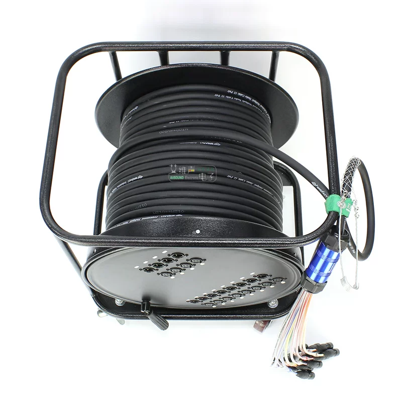 Cuộn cáp âm thanh đa kênh 12 kênh cho biểu diễn sân khấu, cuộn cáp đa micro, xe cáp âm thanh Yongsheng