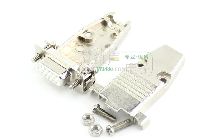 Cao cấp AMP vỏ sắt kim loại mạ vàng 5 lõi kim loại lõi đặc đầu nối VGA đực và cái DB15 hàn ba hàng 15 chân