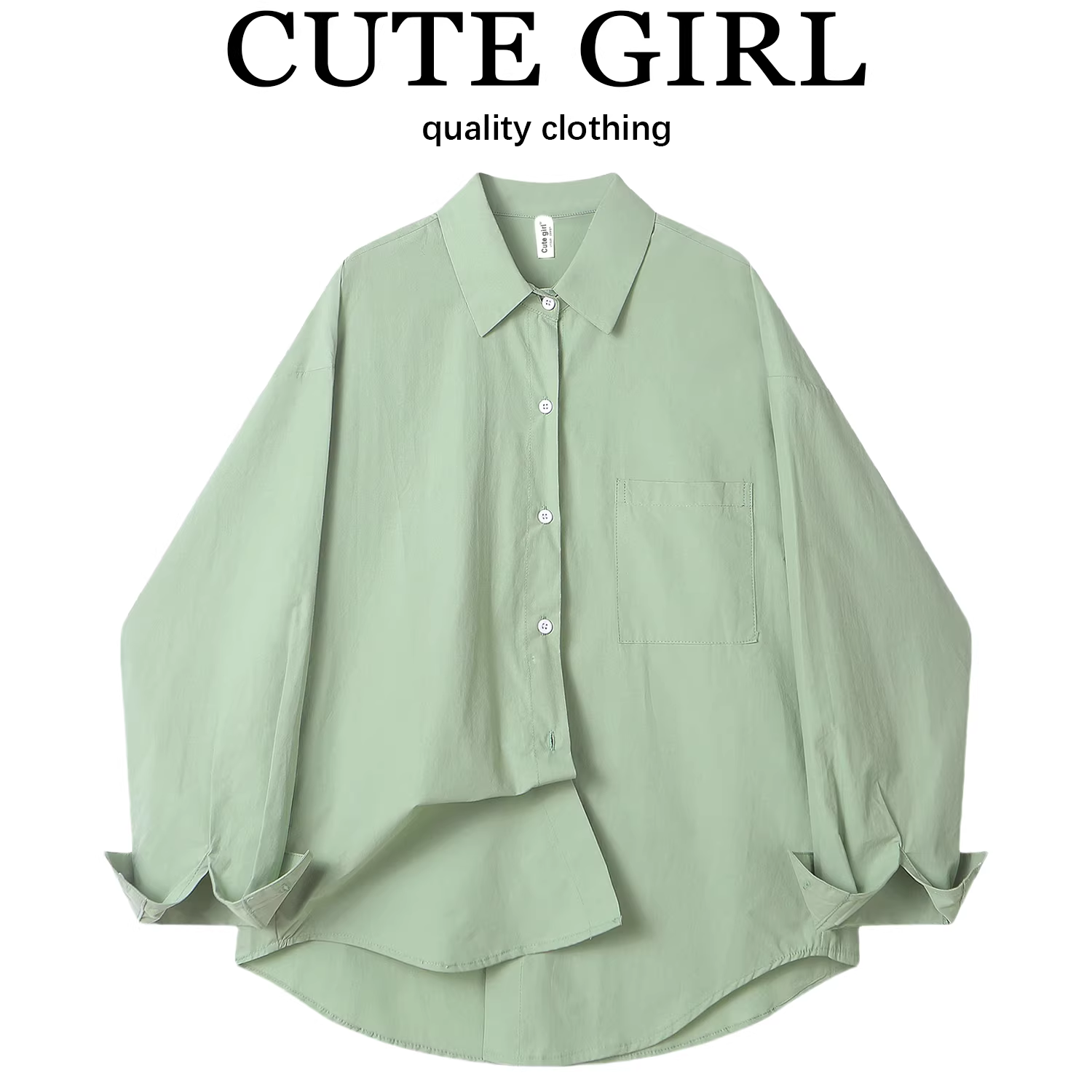 Áo khoác chống nắng màu xanh bơ độc đáo theo phong cách Pháp của CuteGirl dành cho nữ, áo sơ mi dáng rộng đa năng cho mùa xuân