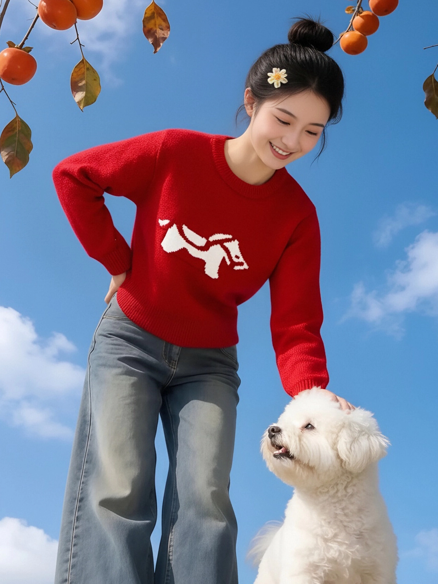 Áo len jacquard màu mơ phong cách Hàn Quốc dành cho nữ, phong cách lười biếng mùa đông, dáng rộng, tôn dáng, đa năng, áo giảm tuổi tác