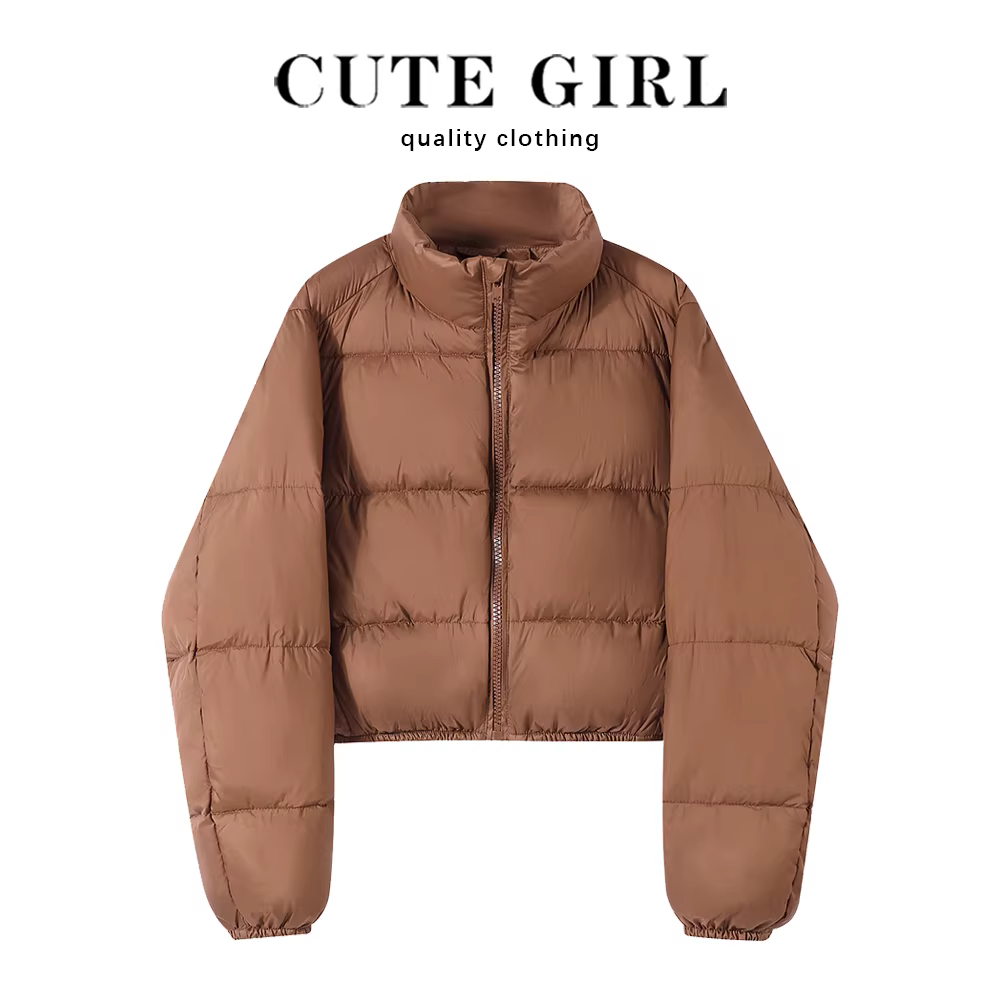 Áo khoác phao ngắn Kendall dáng nhỏ xinh dành cho nữ mùa đông 2025 kiểu mới, áo phao lông vũ trắng dày