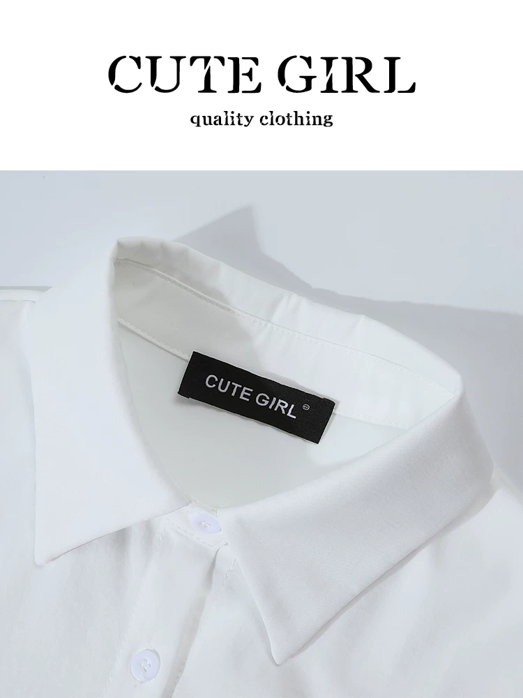 CuteGirl Hàn Quốc cổ điển màu trắng cổ áo Polo áo sơ mi dệt kim áo vest nữ mùa thu thanh lịch áo sơ mi dáng rộng giản dị