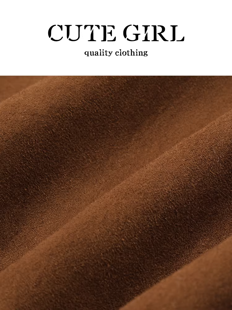 Váy chữ A màu hạt dẻ kiểu chuồng trại dễ thương có thắt lưng dành cho nữ, váy ngắn đa năng eo cao thanh lịch mùa thu