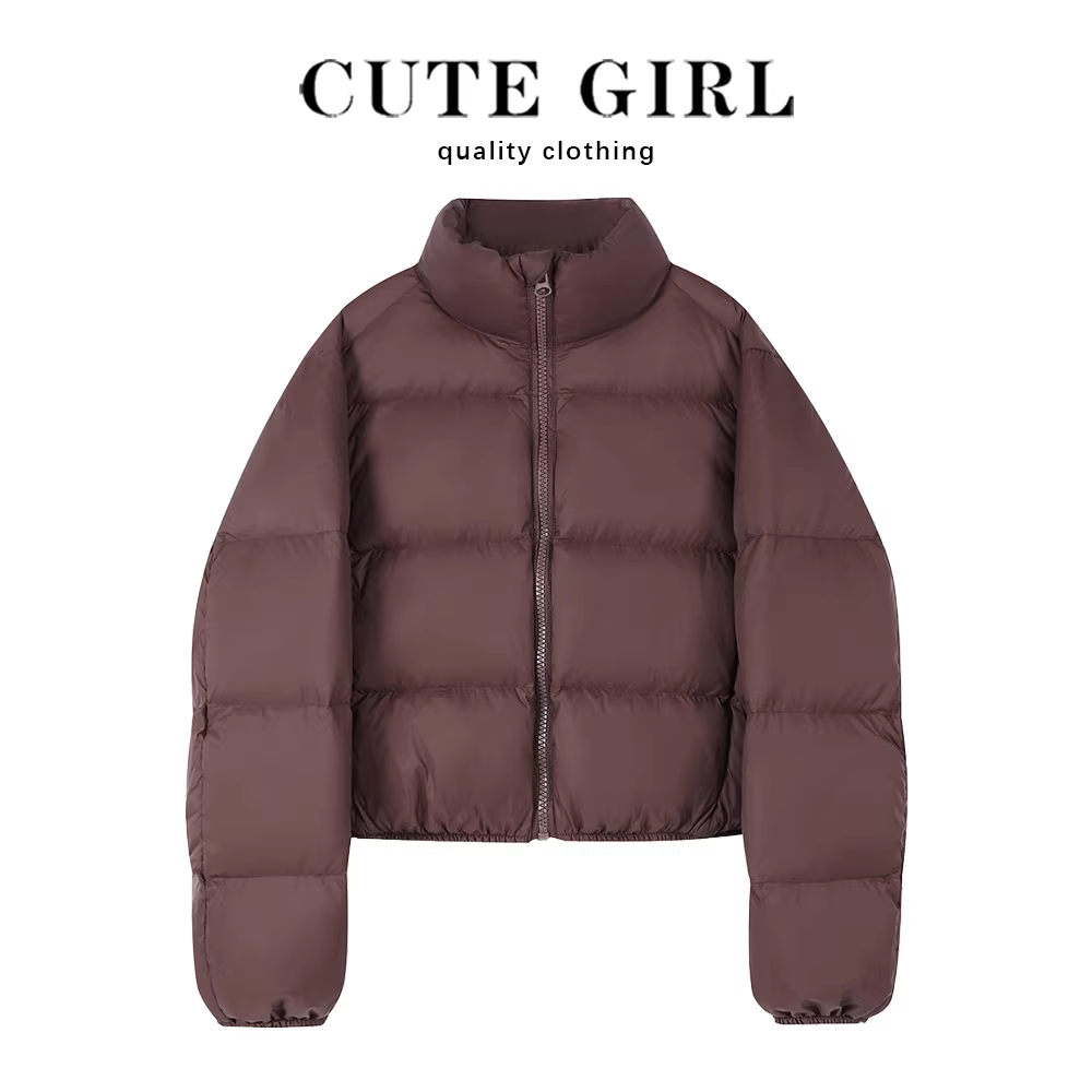 Áo khoác phao kiểu Kendall nhỏ nhắn dễ thương dành cho nữ, áo khoác phao mới mùa đông 2025, áo khoác ngắn lông vũ trắng.