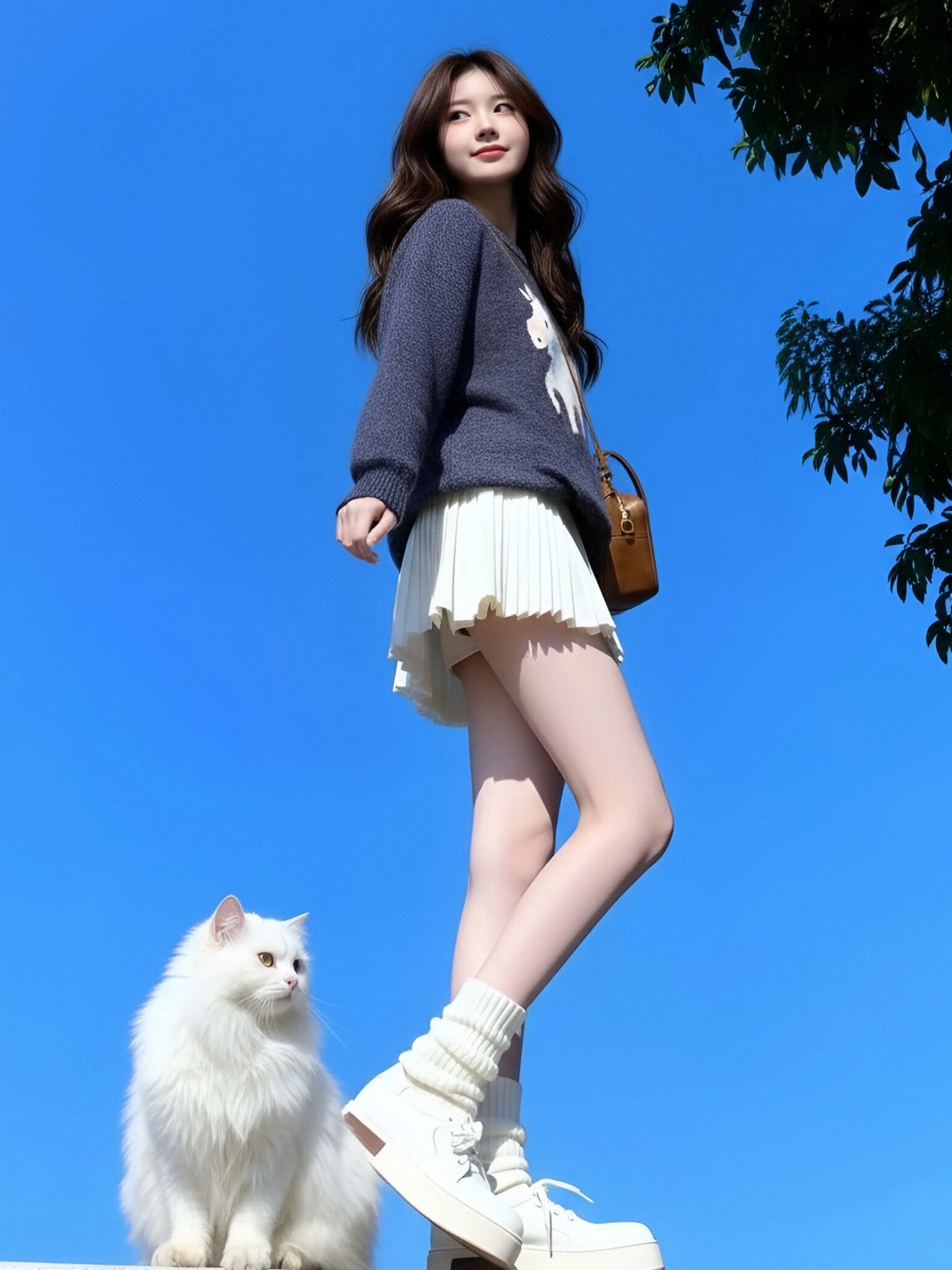 Áo len màu xám jacquard thắt nơ thiết kế CuteGirl dành cho nữ, áo dệt kim giảm tuổi cao cấp mùa đông