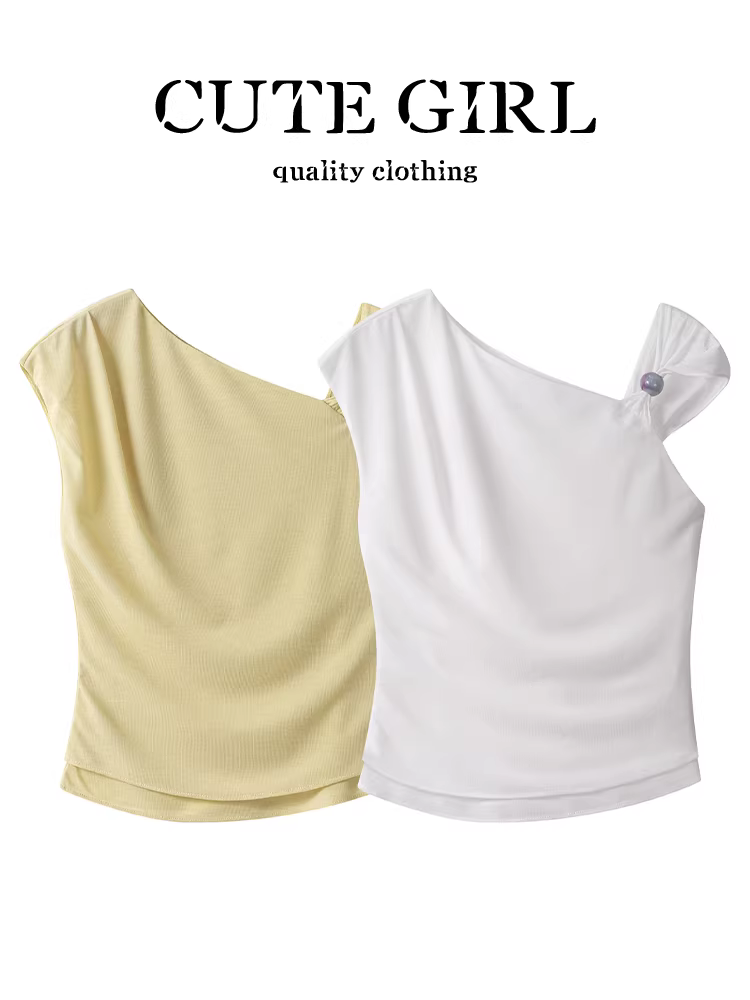 Áo thun ngắn tay lệch vai độc đáo phong cách Hàn Quốc CuteGirl dành cho nữ, thiết kế mùa hè, áo trễ vai ôm vừa vặn