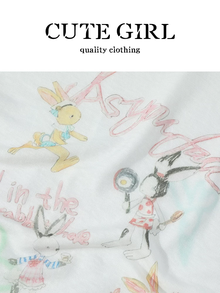 Áo thun chống nắng in hình hoạt hình lười biếng phong cách Hàn Quốc dễ thương dành cho nữ mùa hè mỏng dáng rộng thường ngày