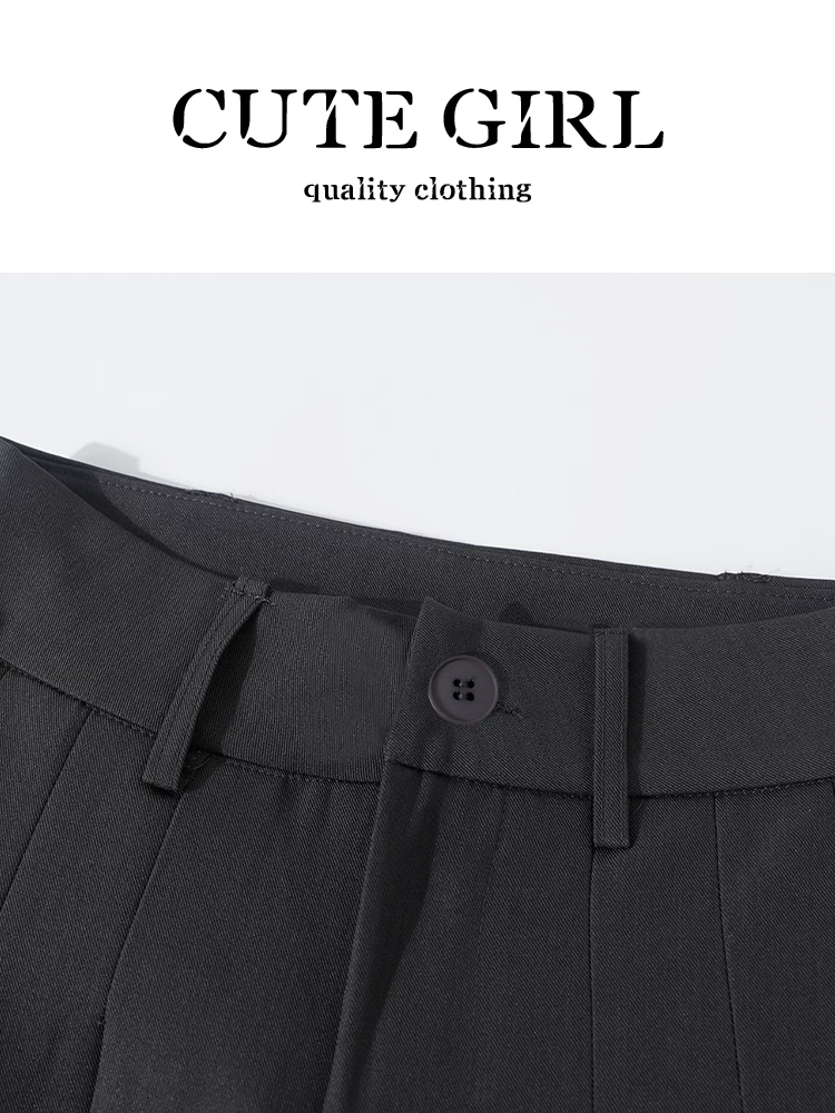 Bộ đồ phong cách retro Hàn Quốc của CuteGirl có khăn quàng cổ, quần ống rộng dành cho nữ, quần thường ngày đa năng eo cao thanh lịch mùa thu
