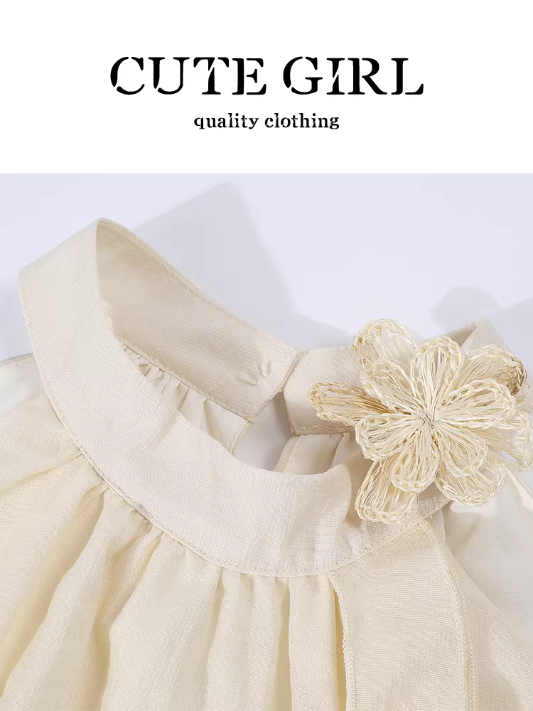 Áo ba lỗ cổ yếm có dây buộc hoa ba chiều nhẹ nhàng phong cách Hàn Quốc dành cho nữ, áo trễ vai hình nụ hoa độc đáo mùa hè