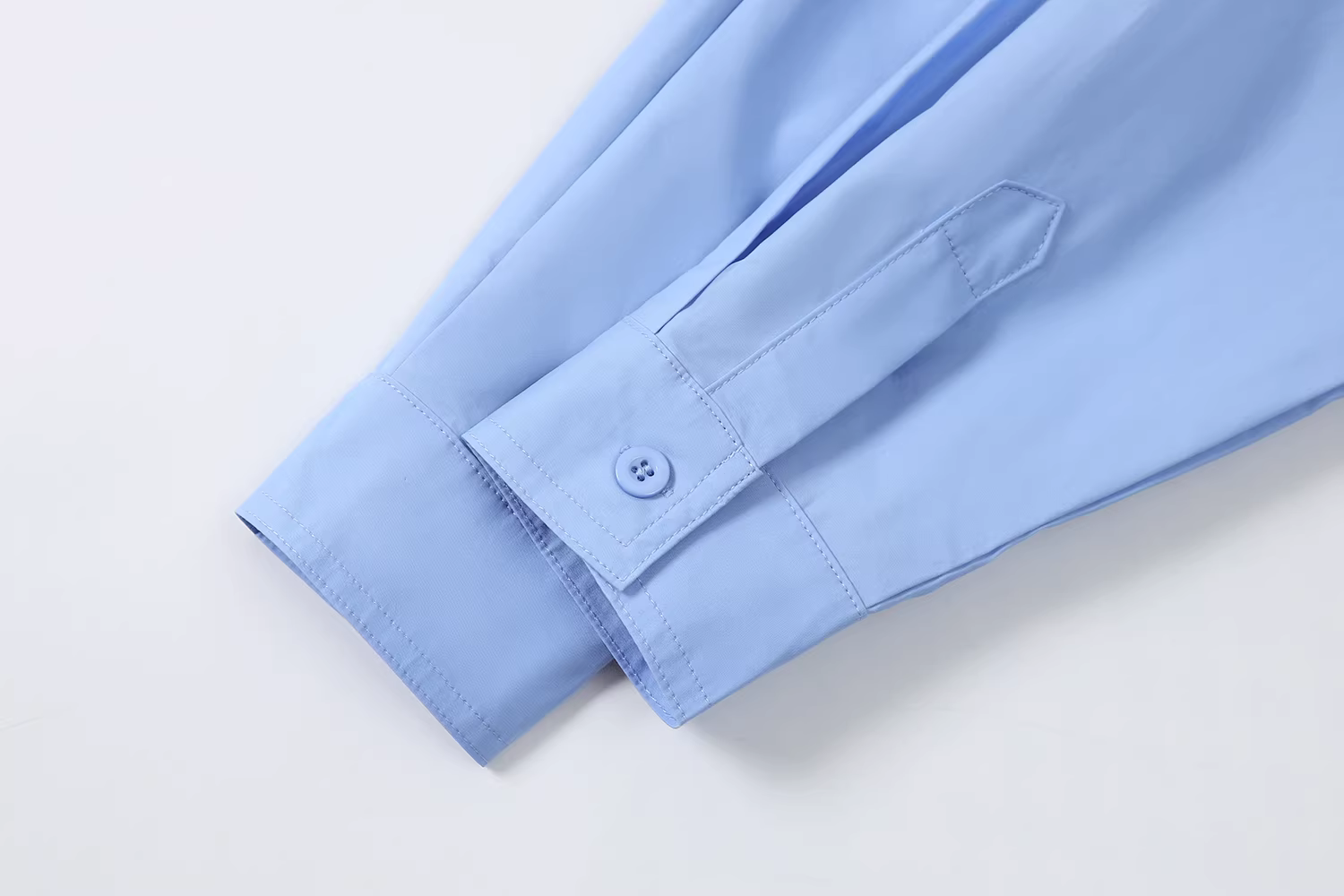 Áo khoác cardigan kiểu Pháp dễ thương, áo sơ mi màu xanh cổ trụ nữ, áo dài tay mới mùa thu 2024