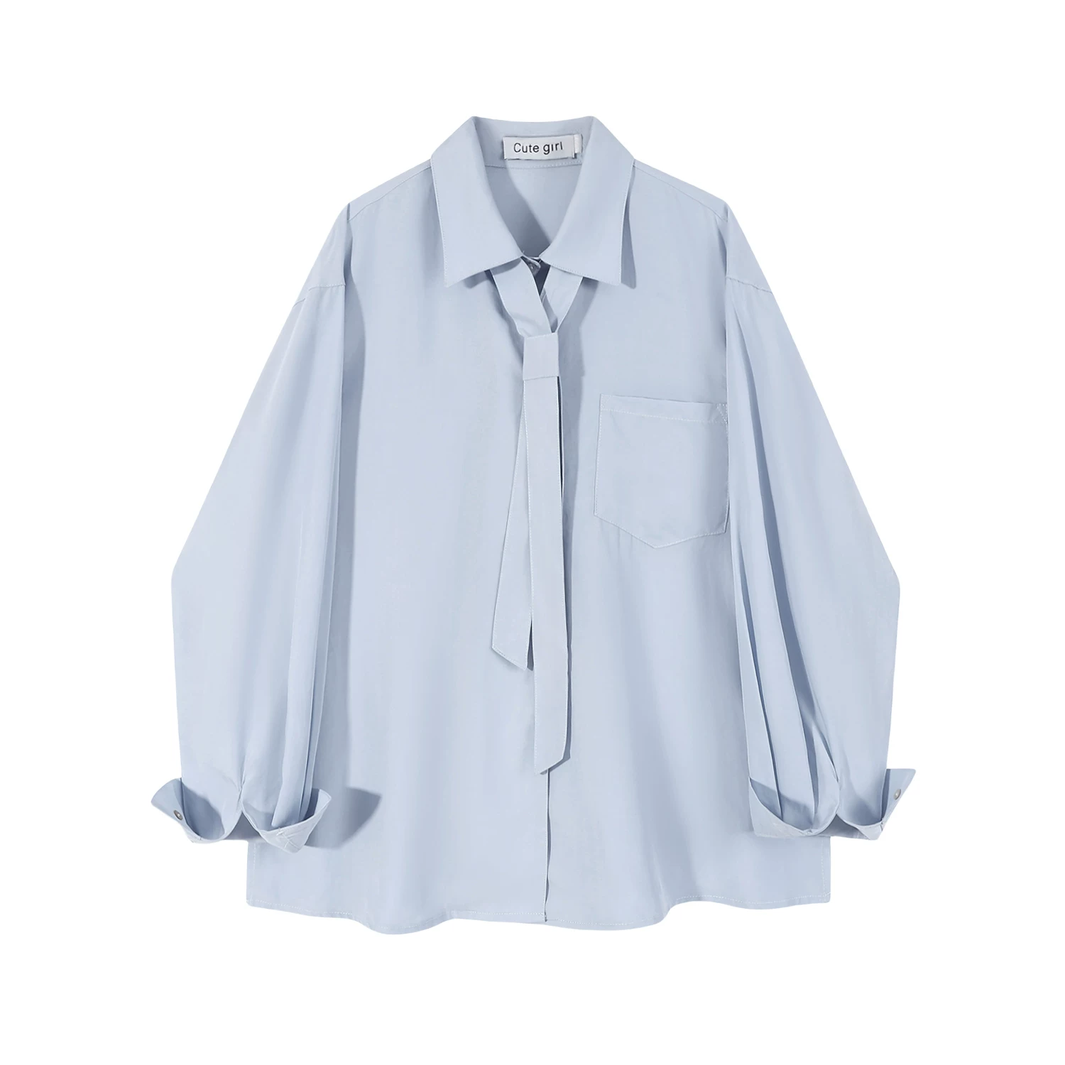 Áo sơ mi buộc dây giảm tuổi tác theo phong cách preppy của CuteGirl dành cho nữ, áo sơ mi dài tay dáng rộng ngọt ngào và độc đáo của Pháp mùa xuân