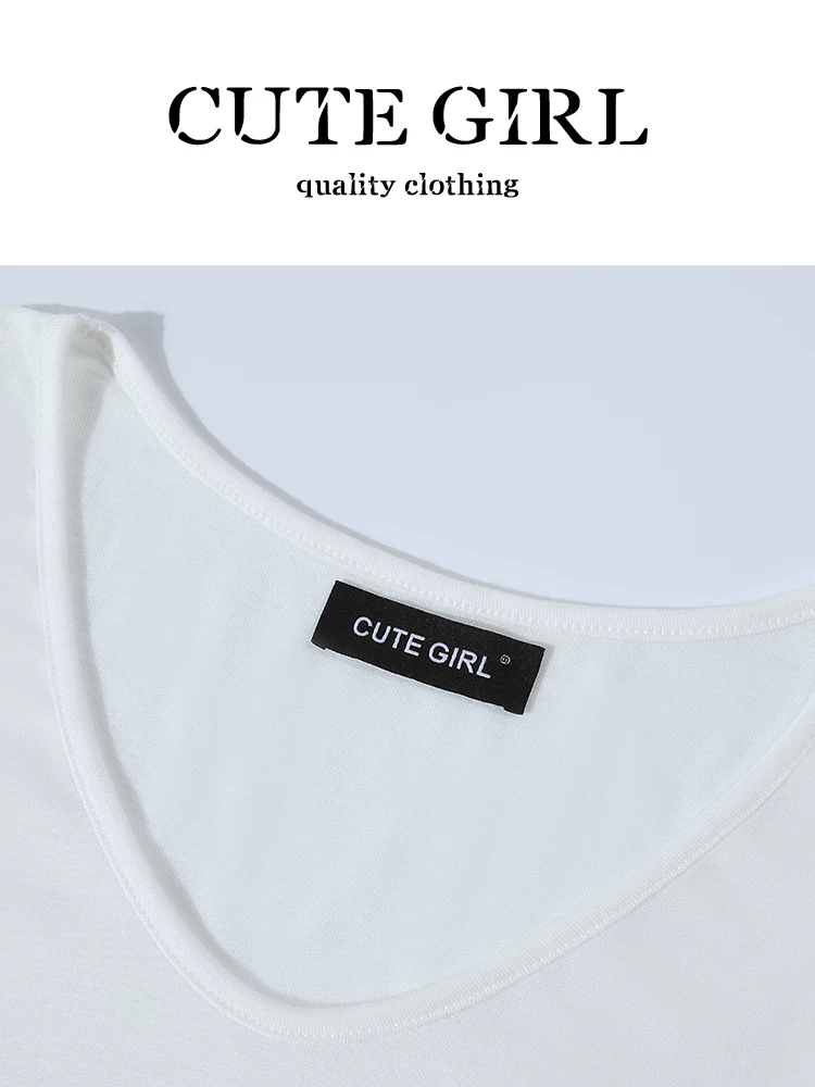 Bộ đồ giảm tuổi tác thời trang CuteGirl dành cho nữ, áo chống nắng cổ chữ V mùa hè, áo phông, dây đeo, quần short cạp cao màu tương phản, bộ ba món