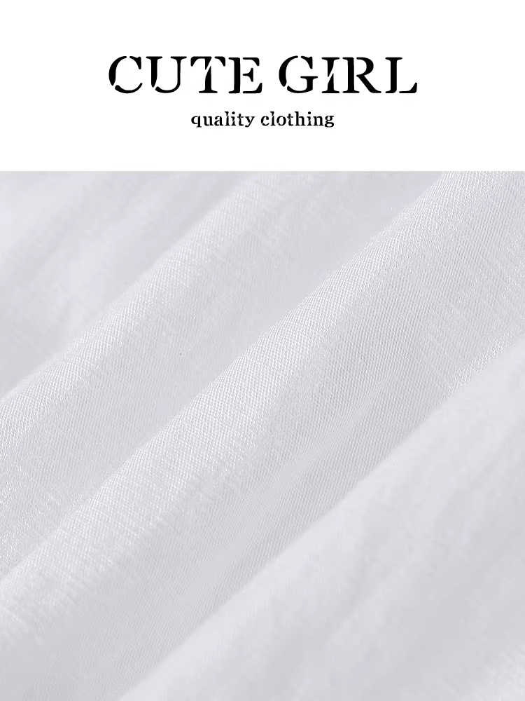 CuteGirl Thiết kế theo phong cách Hàn Quốc với tay áo xòe, áo sơ mi ngắn tay buộc dây phía sau dành cho nữ, áo bất đối xứng ôm eo mùa hè