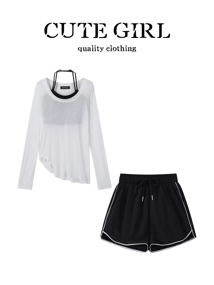 Bộ quần áo nữ được yêu thích của CuteGirl năm nay là bộ ba món gồm áo chống nắng phong cách lười biếng mùa hè, áo quây và quần short.