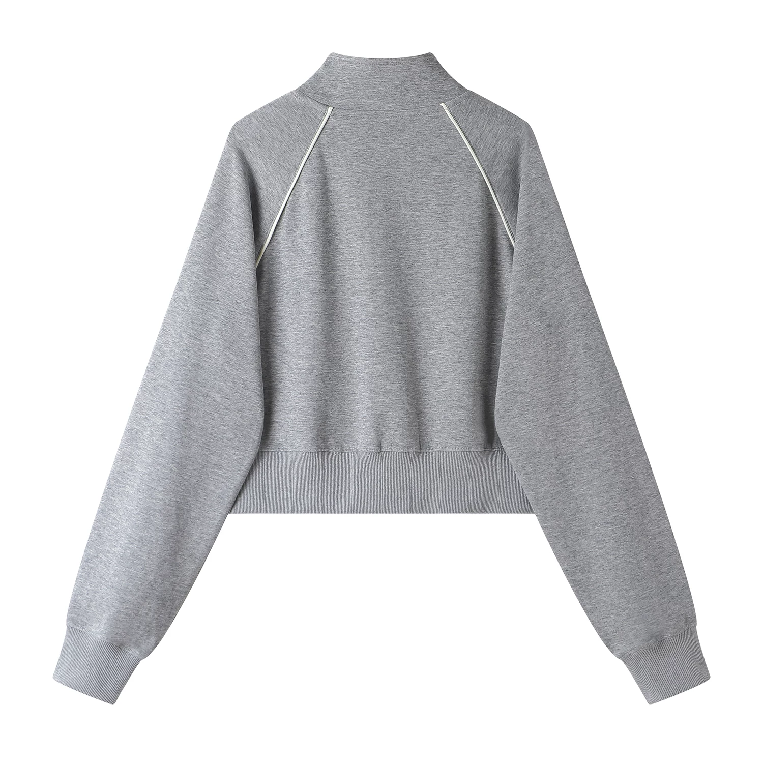Áo khoác len có dây kéo màu xám cổ điển của CuteGirl Hàn Quốc dành cho nữ mùa xuân phong cách thể thao áo cardigan thêu