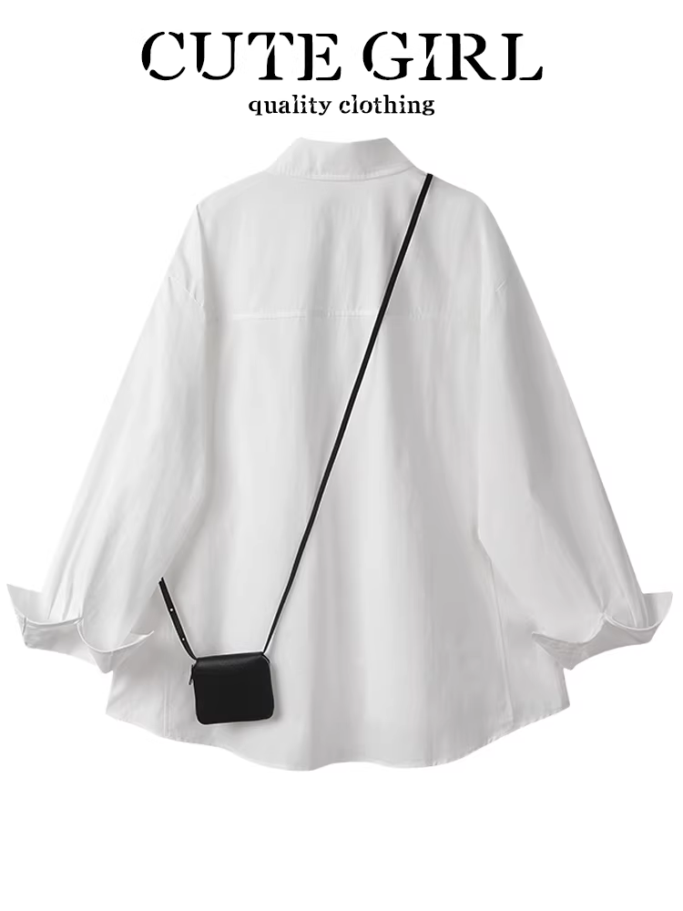 Áo sơ mi trắng thắt eo sang trọng phong cách Hàn Quốc dành cho nữ, áo sơ mi dài tay đa năng thanh lịch mùa xuân