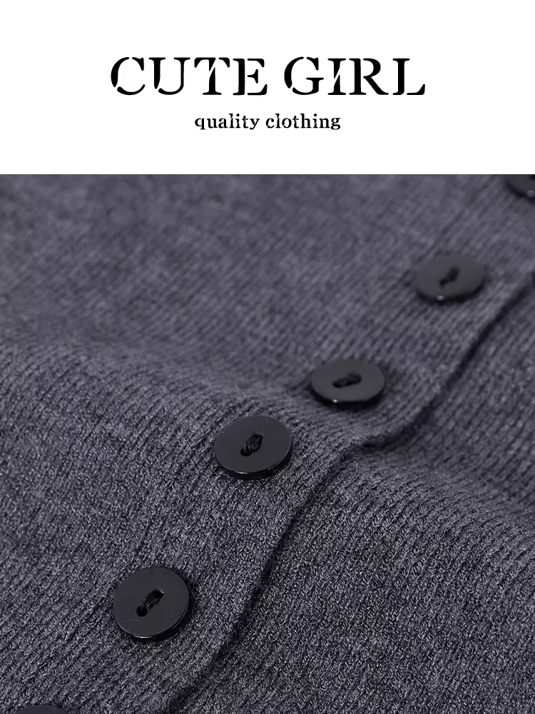 Áo vest dệt kim không tay màu xám sành điệu có khăn choàng dành cho nữ, đầu thu, áo thanh lịch và tôn dáng