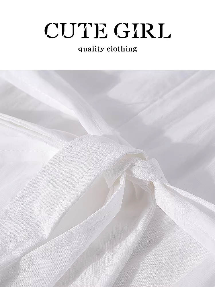 CuteGirl Thiết kế theo phong cách Hàn Quốc với tay áo xòe, áo sơ mi ngắn tay buộc dây phía sau dành cho nữ, áo bất đối xứng ôm eo mùa hè