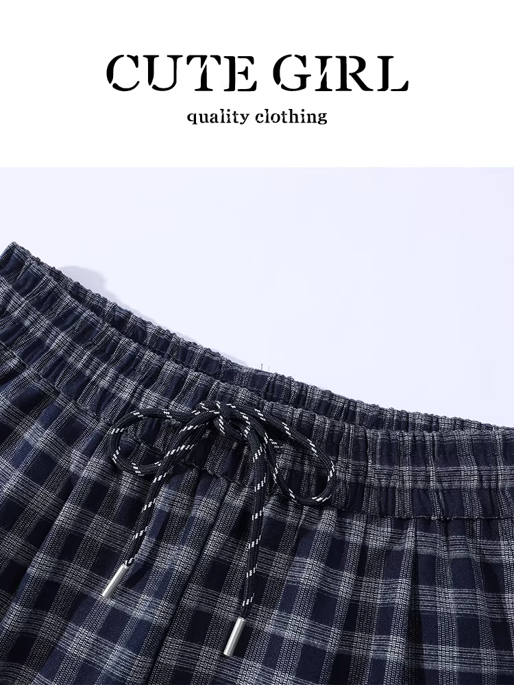 Quần âu kẻ sọc cổ điển kiểu Hàn Quốc dễ thương dành cho nữ, quần ống rộng dáng thẳng đa năng cạp cao mùa thu