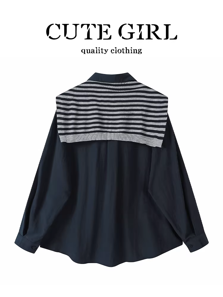 Áo sơ mi dài tay thiết kế CuteGirl cho nữ, đầu thu, cao cấp, dáng rộng, đa năng, áo độc đáo