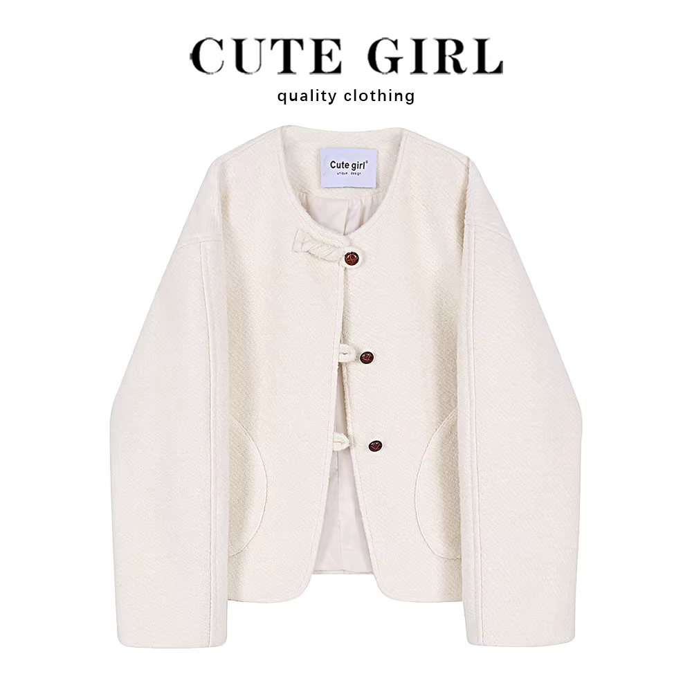 Áo khoác ngắn kiểu Pháp bằng vải tweed của CuteGirl dành cho nữ, mẫu mới xuân thu 2025, áo khoác sang trọng và thanh lịch dành cho quý cô.
