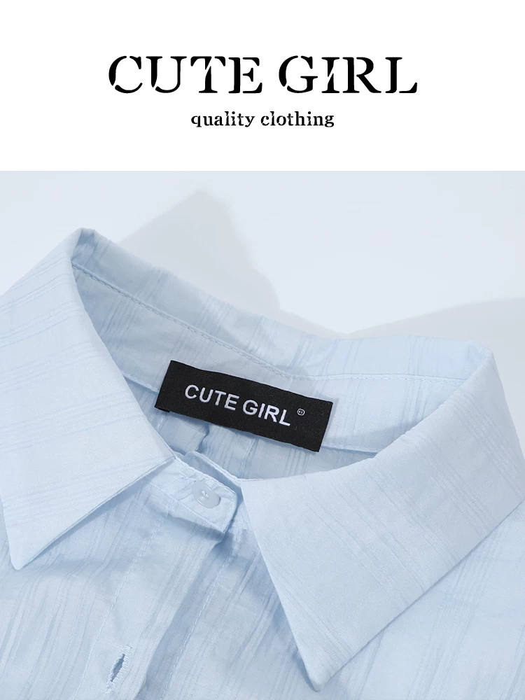 Bộ trang phục ootd mùa hè CuteGirl dành cho nữ, áo chống nắng mỏng màu xanh, áo vest sọc xám bộ hai món
