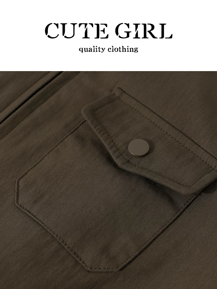 Áo khoác trench coat kiểu dáng cổ đứng màu cà phê, phong cách retro Mỹ, dành cho nữ, kiểu dáng mùa thu, phong cách tiền cổ điển, áo khoác thường ngày.
