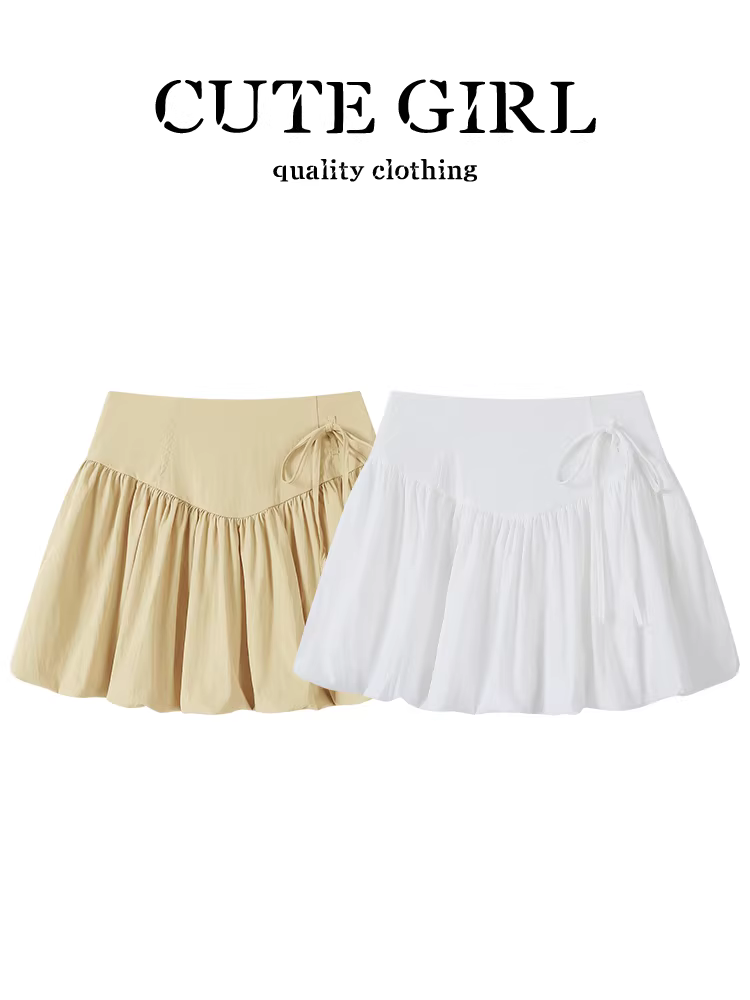 CuteGirl Thiết kế Hàn Quốc váy trắng ngọt ngào dành cho nữ mùa hè váy ngắn dáng chữ A eo cao giảm béo