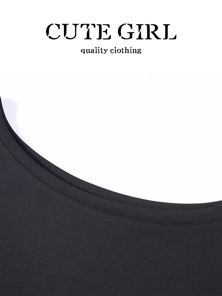 Áo thun dài tay màu đen cổ điển kiểu Hàn Quốc có thắt lưng dành cho nữ, phong cách mùa thu, dáng rộng và đa năng, áo độc đáo