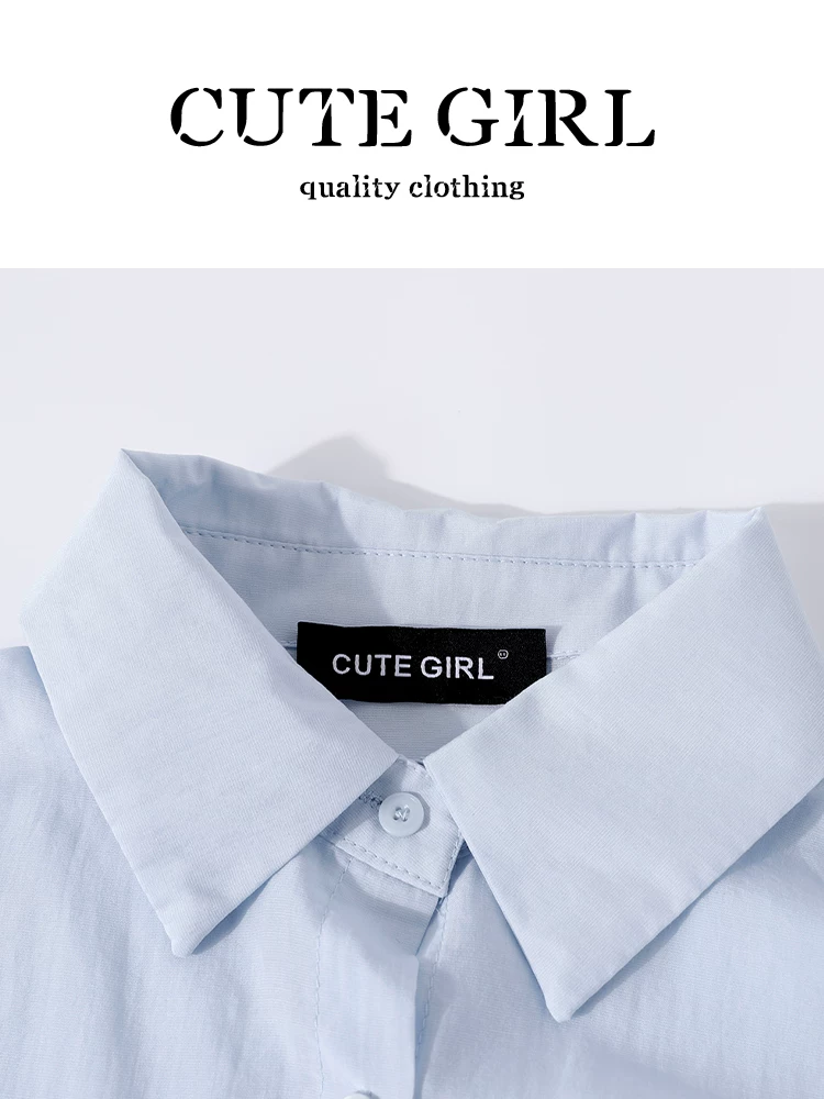CuteGirl phong cách Hàn Quốc giản dị đơn giản áo chống nắng màu xanh dành cho nữ mặc mùa hè bên trong in chữ áo yếm hai mảnh