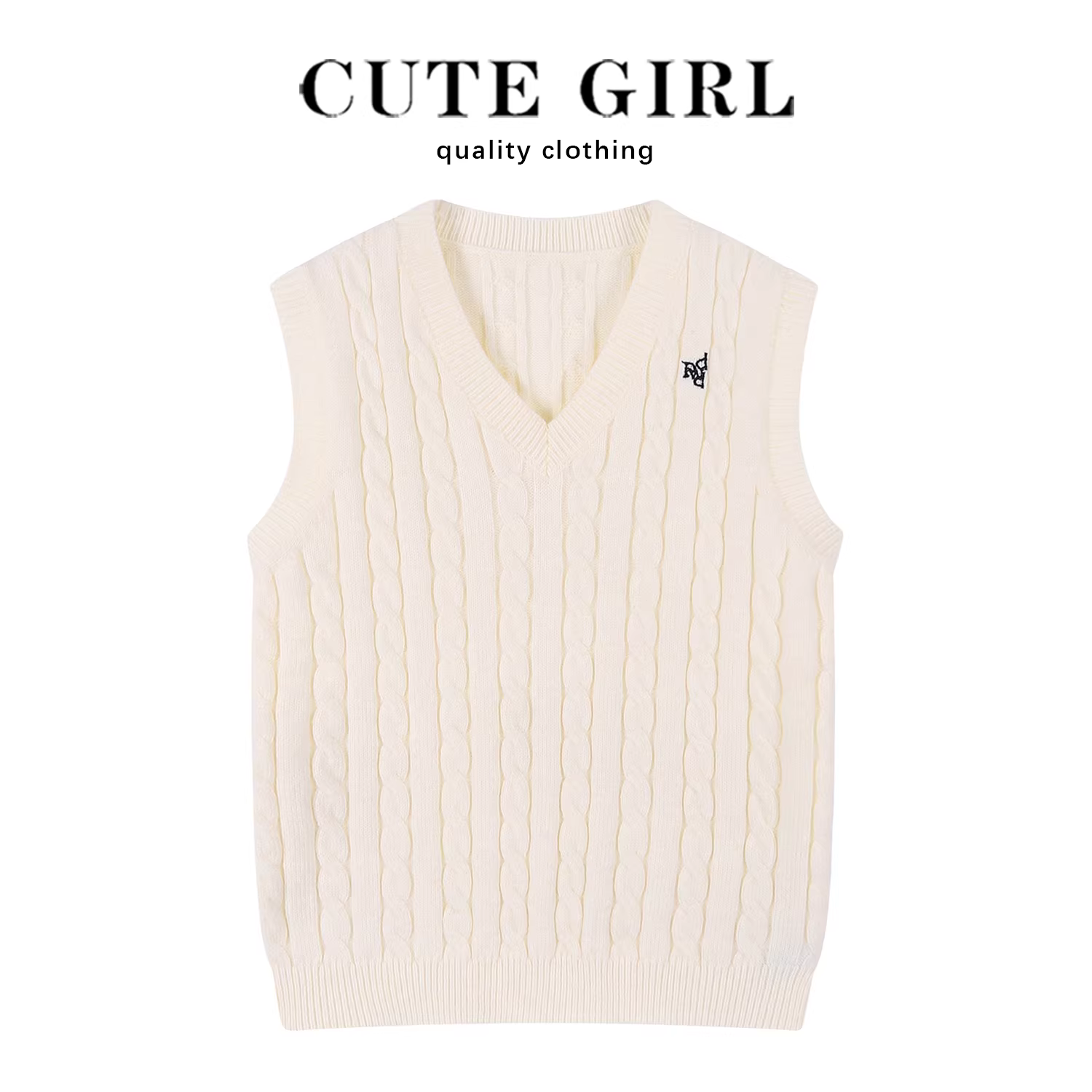 Áo vest dệt kim sang trọng giảm tuổi tác của CuteGirl dành cho nữ, phong cách mùa xuân mới dành cho người nhỏ nhắn, áo không tay đa năng để mặc nhiều lớp.