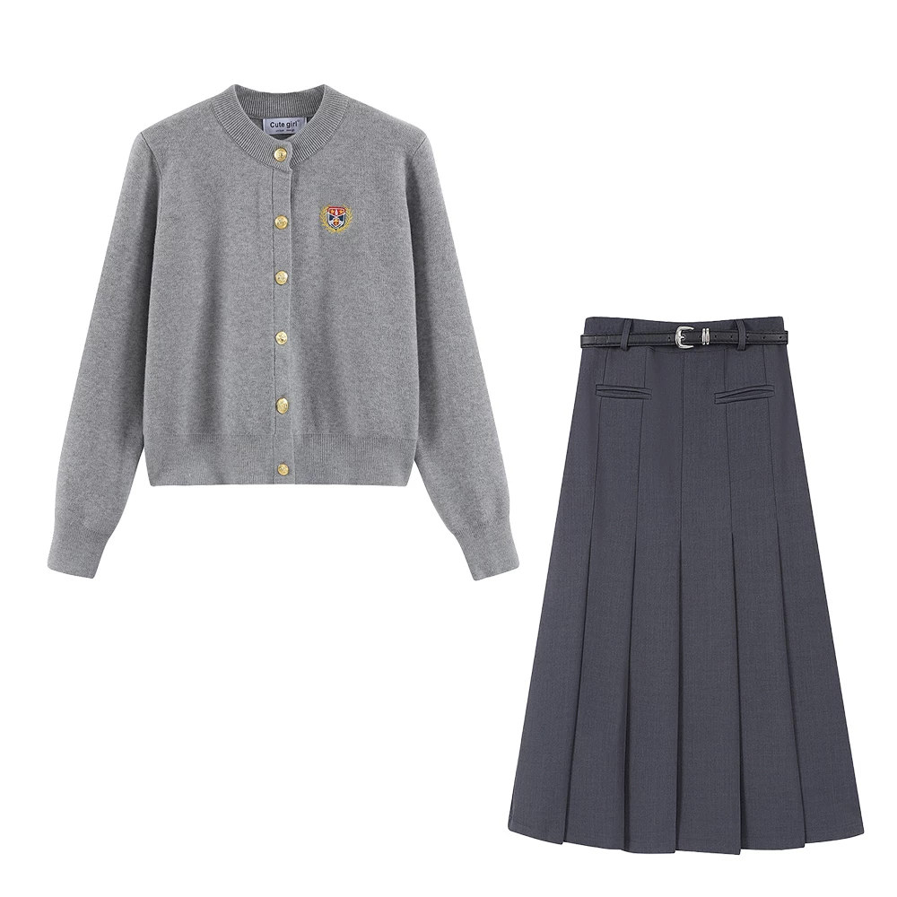 Bộ trang phục phong cách preppy dễ thương dành cho nữ, phong cách mới đầu thu, bộ váy hai mảnh nữ đầu thu, bộ trang phục mùa thu