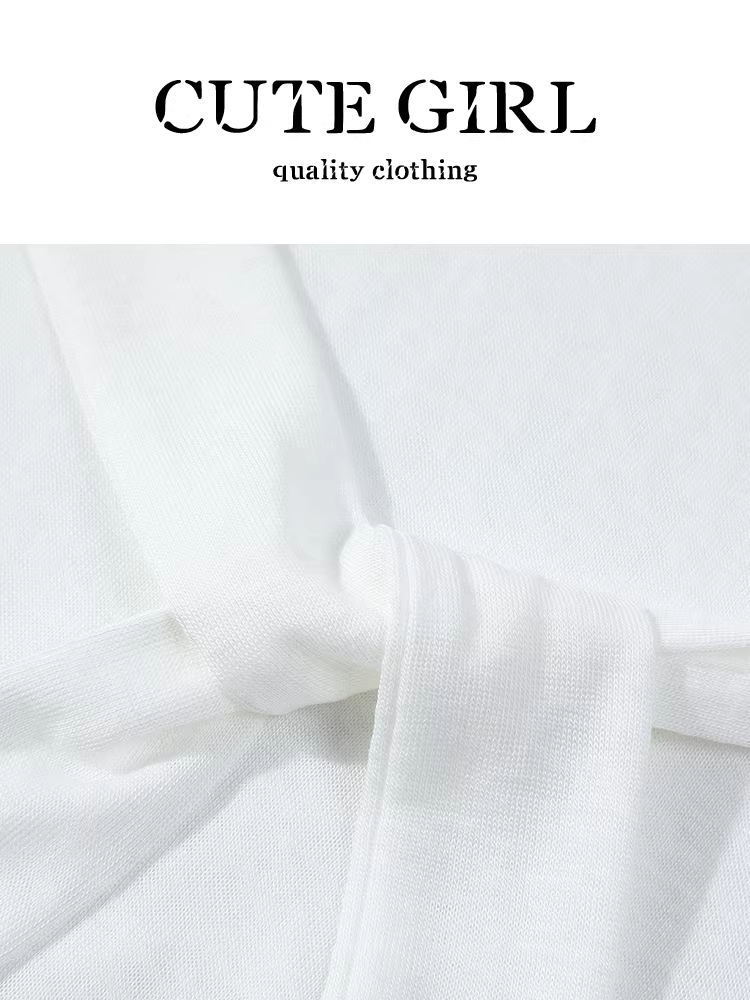 CuteGirl phong cách Hàn Quốc đơn giản mỏng cổ tròn màu trắng chống nắng áo thun cho nữ mùa hè thanh lịch thắt lưng áo
