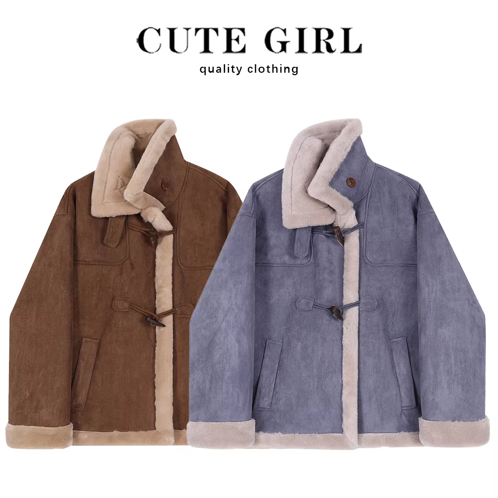 Áo khoác đi xe máy lót lông CuteGirl, áo khoác cotton dày dành cho phụ nữ nhỏ nhắn, áo khoác len cừu, áo khoác nữ mùa thu đông 2025 kiểu mới.