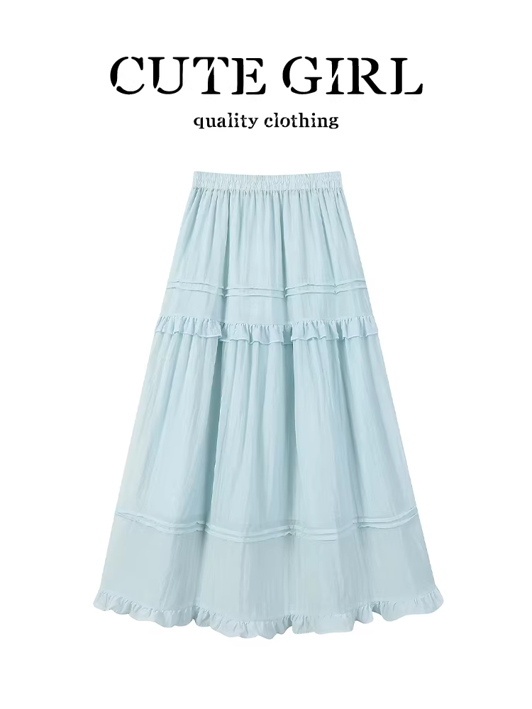 Váy xếp tầng kiểu Hàn Quốc dễ thương dành cho nữ, váy xếp tầng eo co giãn đa năng mùa hè