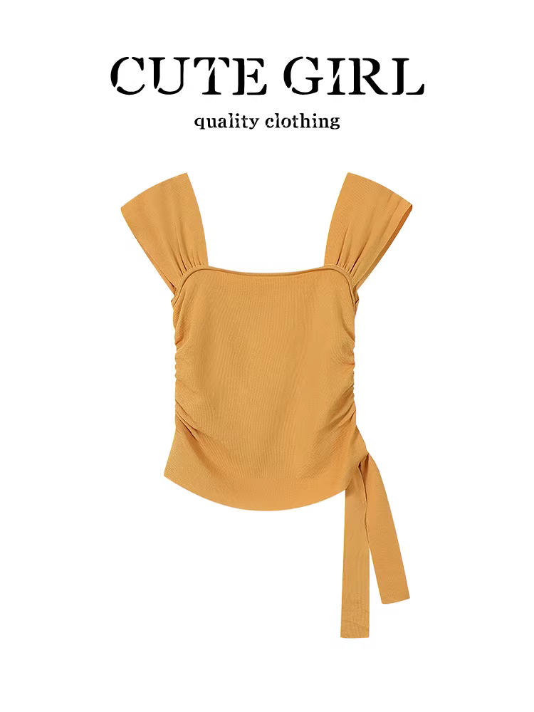 Áo yếm dáng ôm cổ vuông kiểu Hàn Quốc dành cho nữ, áo ngắn mùa hè kiểu dopamine