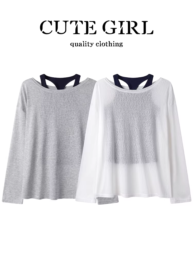 Bộ áo thun dài tay phong cách lười biếng CuteGirl chống nắng dành cho nữ Bộ đồ hai mảnh mùa hè độc đáo và đẹp mắt