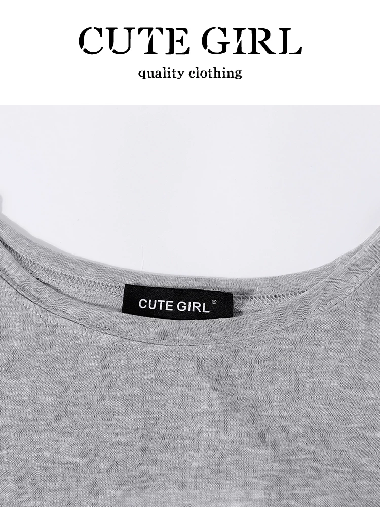 CuteGirl phong cách Hàn Quốc thể thao màu xám chống nắng áo thun nữ mùa hè có dây đeo màu khối quần short cạp cao bộ ba món