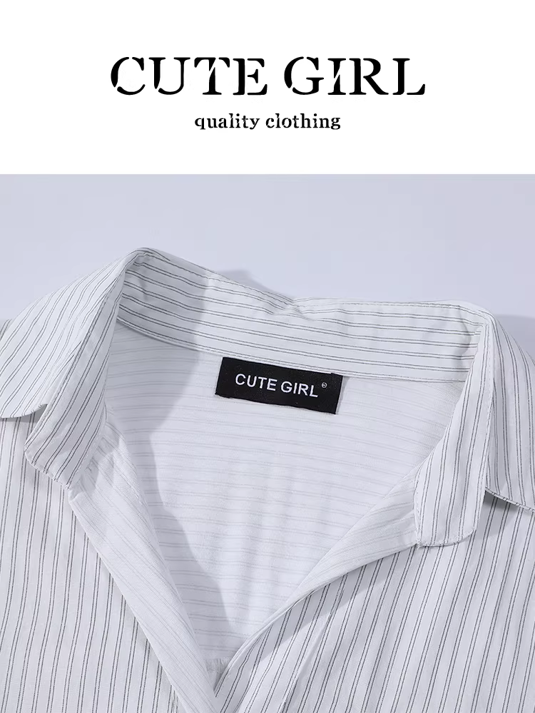 Bộ đồ hai mảnh kiểu Hàn Quốc dễ thương: áo sơ mi trắng dài tay có túi độc đáo và quần ống rộng lưng cao dáng dài dành cho nữ mùa thu