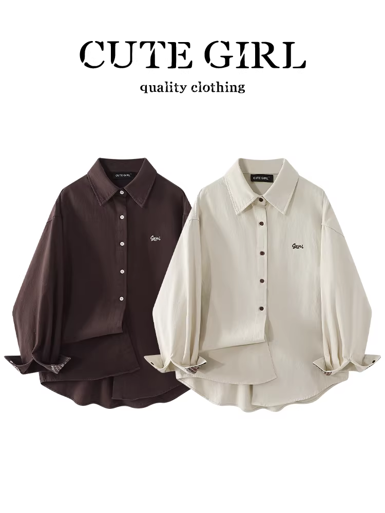 Áo sơ mi dài tay thêu hoa mai phong cách Pháp dễ thương dành cho nữ mùa thu đông, áo sơ mi cao cấp, rộng rãi và đa năng, giảm tuổi tác