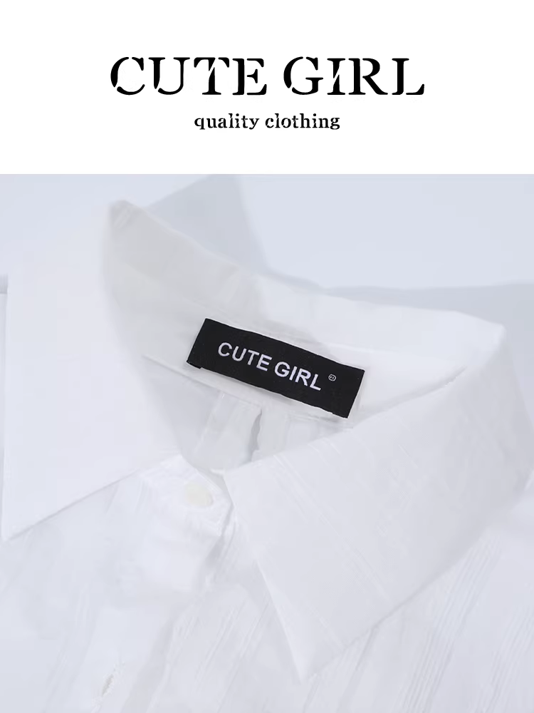 Bộ trang phục mùa hè thoải mái của CuteGirl dành cho nữ, áo chống nắng màu trắng với áo ba lỗ sọc hai mảnh