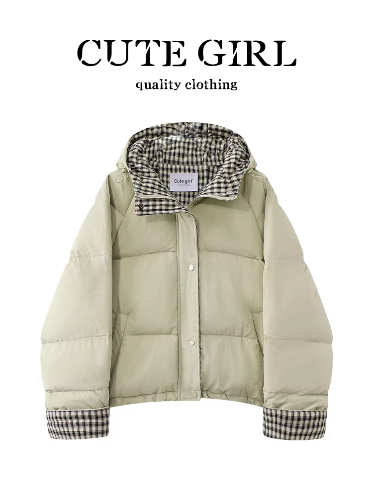 Áo khoác có mũ trùm đầu kẻ sọc có thể đảo ngược phong cách Hàn Quốc của CuteGirl dành cho nữ, mùa thu đông, áo khoác cotton phong cách, rộng rãi, giản dị, đa năng