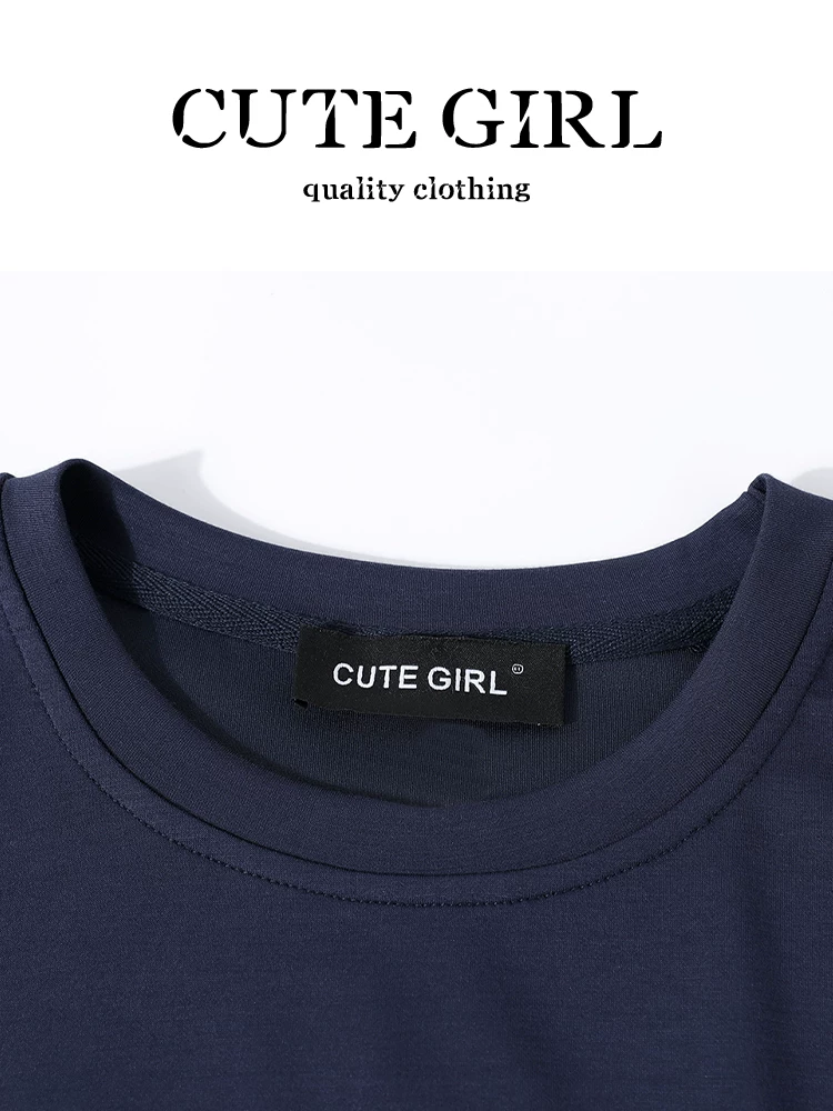 CuteGirl phong cách Hàn Quốc áo thun sọc ngắn tay in họa tiết áo thun ngắn tay mùa hè váy hai dây lưng cao dành cho nữ